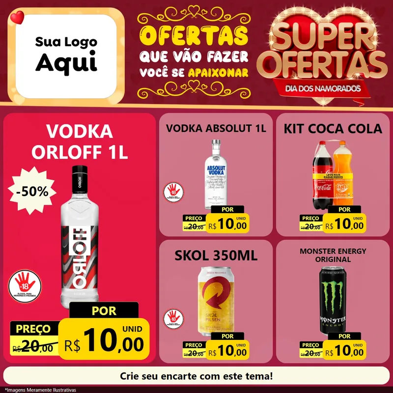 Modelo de Rede Social para Feed Facebook com o tema Dia dos Namorados para Distribuidora de bebidas