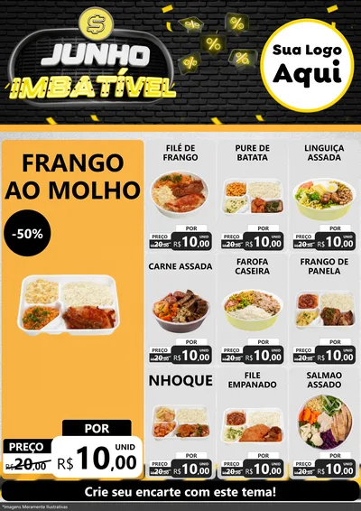 Modelo de Encarte para Encarte A4 Vertical com o tema Junho Imbatível para Restaurante
