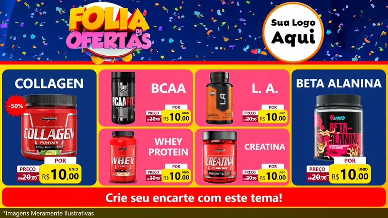 Modelo de TV para TV Horizontal com o tema Folia de Ofertas para Suplementos alimentares