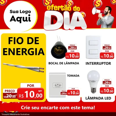Modelo de Rede Social para Feed Facebook com o tema Ofertão do dia para Materiais Elétricos