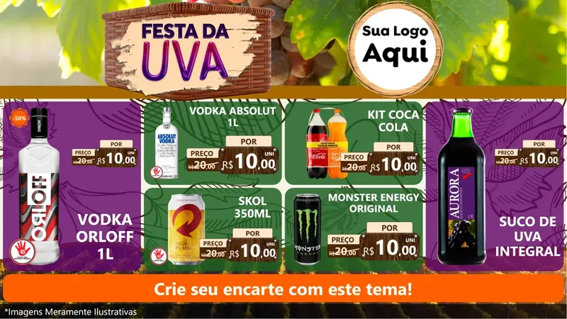 Modelo de TV para TV Horizontal com o tema Festa da Uva para Distribuidora de bebidas