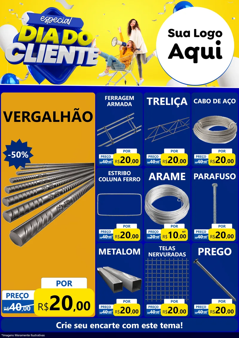 Modelo de Encarte para Encarte A4 Vertical com o tema Especial Dia do Cliente para Ferragens