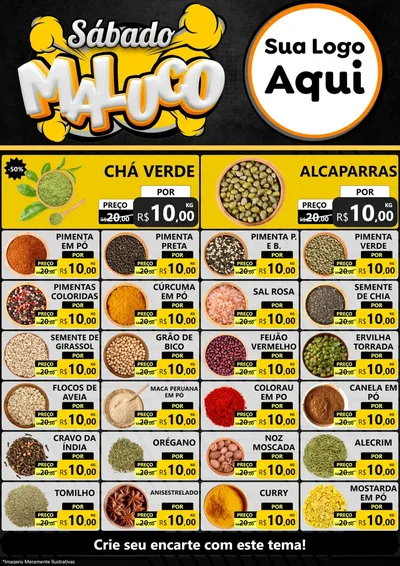 Modelo de Encarte para Encarte A4 Vertical com o tema Sábado Maluco para Produtos Naturais