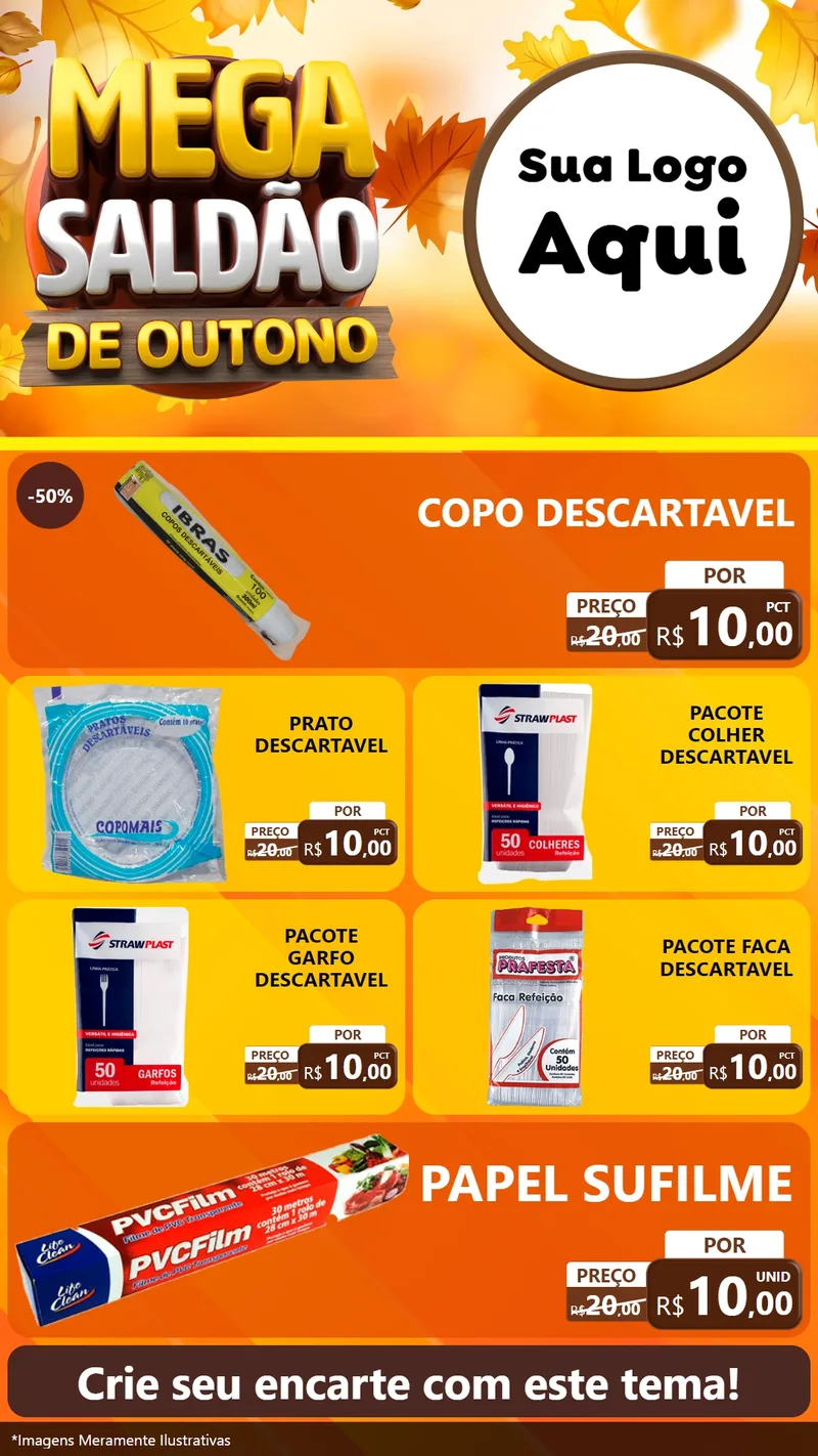 Modelo de TV para TV Vertical com o tema Mega Saldão de Outono para Embalagens