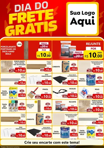 Modelo de Encarte para Encarte A4 Vertical com o tema Dia do Frete Grátis para Pisos e revestimentos