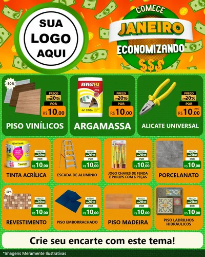 Modelo de Rede Social para Feed Instagram com o tema Comece Janeiro Economizando para Material para Construção