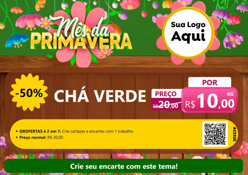 Modelo de Cartaz para Cartaz A4 Horizontal com o tema Mês da Primavera para Produtos Naturais