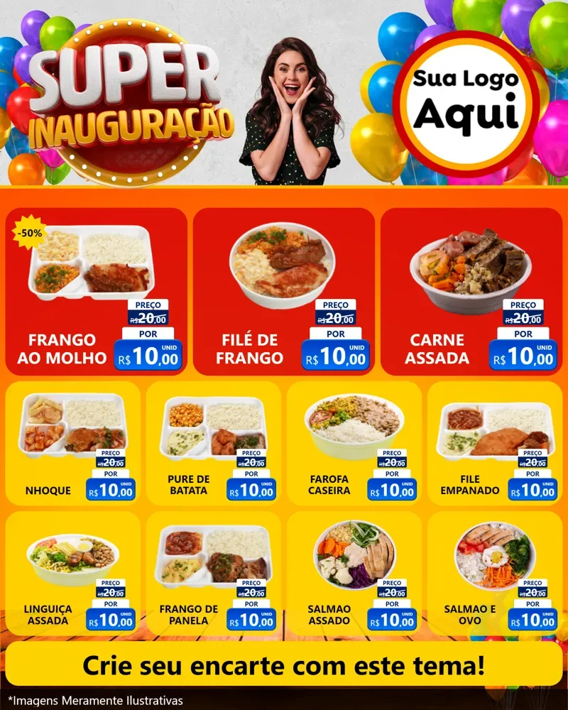 Modelo de Rede Social para Feed Instagram com o tema Super Inauguração para Restaurante