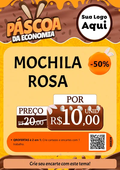 Modelo de Cartaz para Cartaz A4 Vertical com o tema Páscoa da Economia para Papelaria