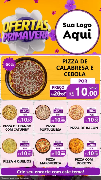 Modelo de Rede Social para Stories com o tema Ofertas Da Primavera para Pizzaria