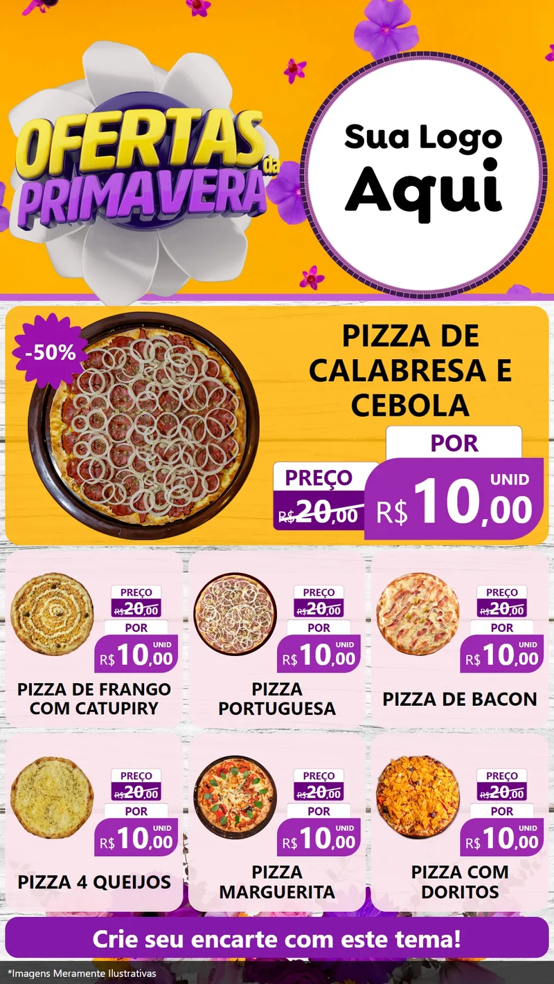 Modelo de Rede Social para Stories com o tema Ofertas Da Primavera para Pizzaria