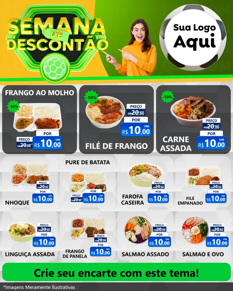 Modelo de Rede Social para Feed Instagram com o tema Semana de Descontão - Copa para Restaurante