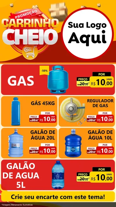 Modelo de TV para TV Vertical com o tema Promoção carrinho cheio para Água e gás