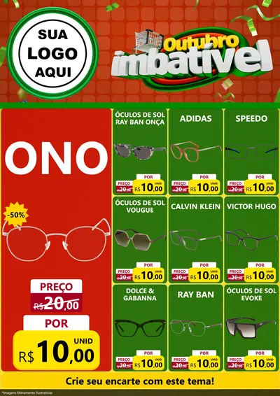 Modelo de Encarte para Encarte A4 Vertical com o tema Outubro Imbatível para Óticas