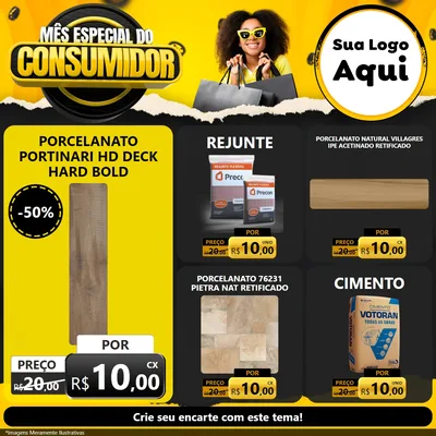 Modelo de Rede Social para Feed Facebook com o tema Mês Especial do Consumidor para Pisos e revestimentos