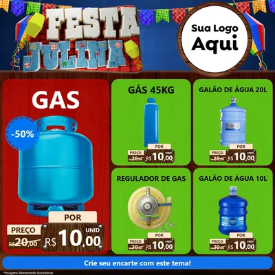 Modelo de Rede Social para Feed Facebook com o tema Festa Julina para Água e gás