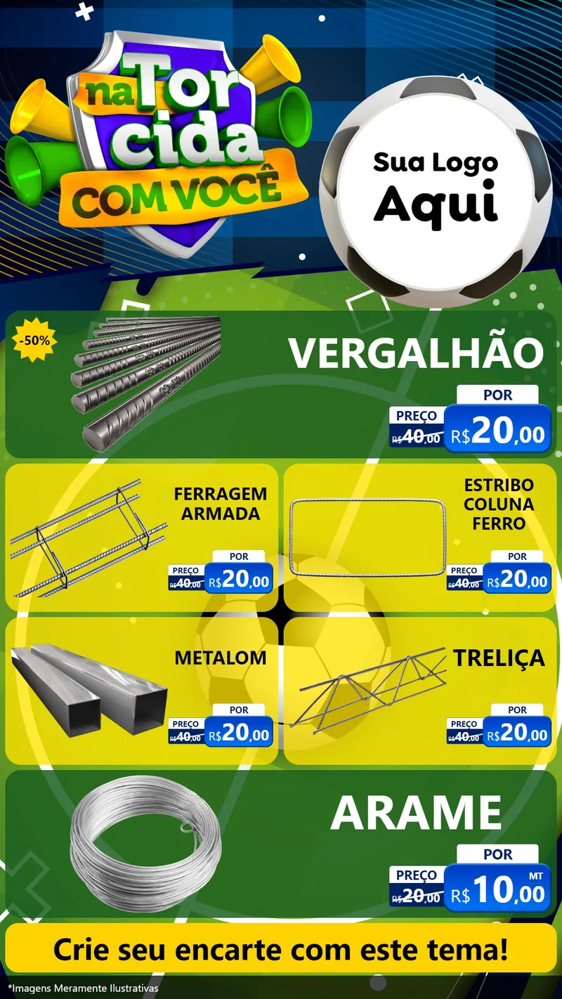 Modelo de TV para TV Vertical com o tema Na Torcida Com Você - Copa para Ferragens