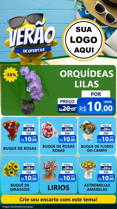 Modelo de Rede Social para Stories com o tema Verão de Ofertas para Floricultura e jardim