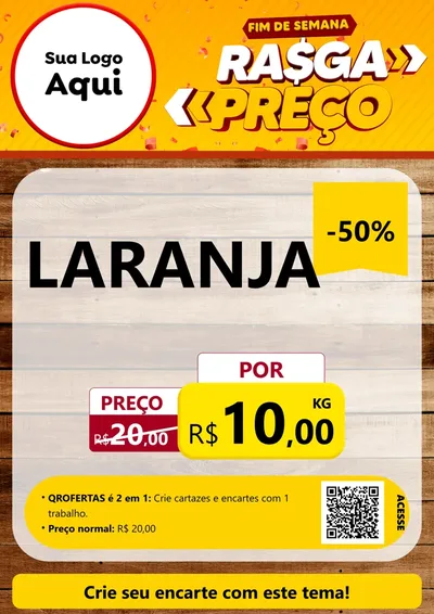 Modelo de Cartaz para Cartaz A4 Vertical com o tema Fim de Semana Rasga Preços para Hortifrúti