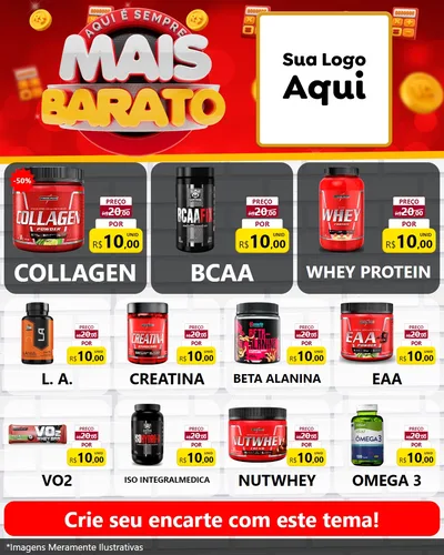 Modelo de Rede Social para Feed Instagram com o tema Mais Barato para Suplementos alimentares