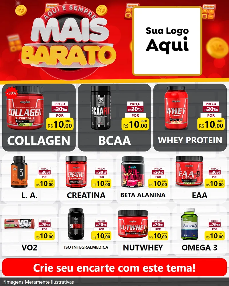 Modelo de Rede Social para Feed Instagram com o tema Mais Barato para Suplementos alimentares