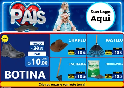 Modelo de Encarte para Encarte A4 Horizontal com o tema Mês Dos Pais para Agropecuária