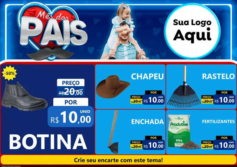 Modelo de Encarte para Encarte A4 Horizontal com o tema Mês Dos Pais para Agropecuária
