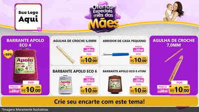 Modelo de TV para TV Horizontal com o tema Ofertas Especiais - Mês das Mães para Armarinho e Aviamentos
