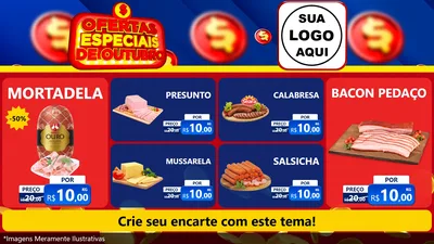 Modelo de TV para TV Horizontal com o tema Ofertas Especiais de Outubro para Frios e Laticínios