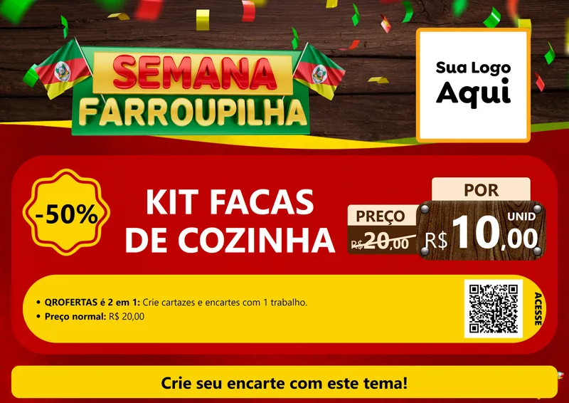 Modelo de Cartaz para Cartaz A4 Horizontal com o tema Semana Farroupilha para Utilidades Domésticas