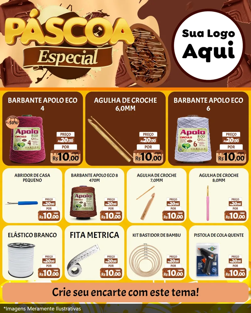 Modelo de Rede Social para Feed Instagram com o tema Páscoa Especial para Armarinho e Aviamentos