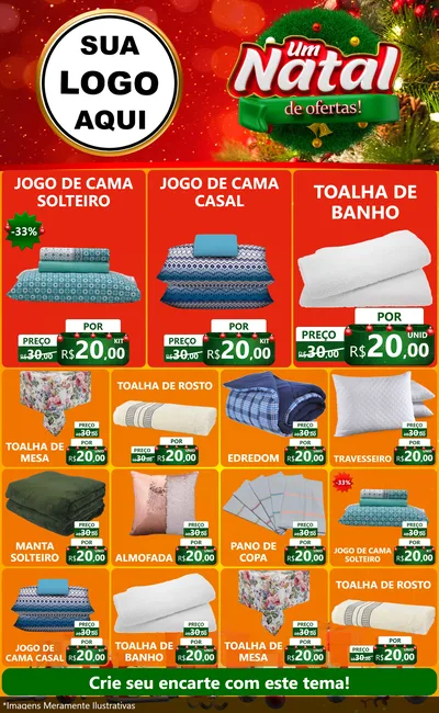 Modelo de Encarte para Encarte Grande com o tema Um Natal de Ofertas para Cama, Mesa e Banho