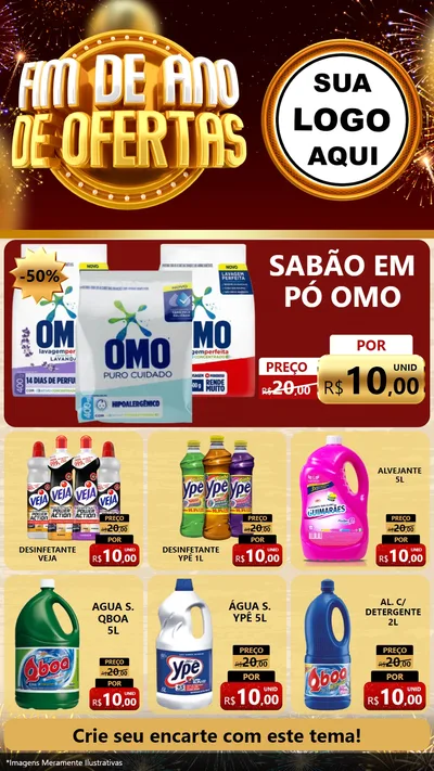 Modelo de Rede Social para Stories com o tema Fim de Ano de Ofertas para Produtos de Limpeza