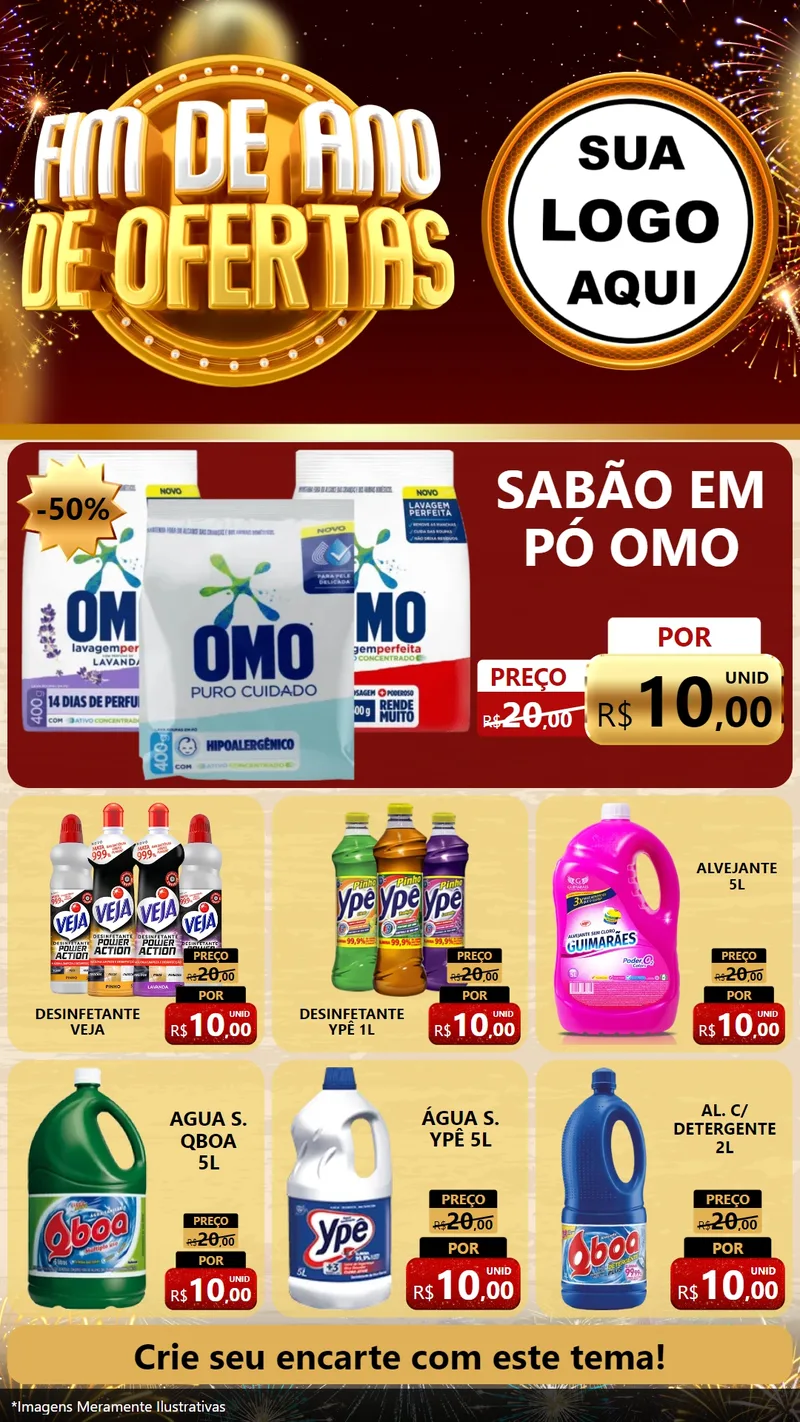 Modelo de Rede Social para Stories com o tema Fim de Ano de Ofertas para Produtos de Limpeza