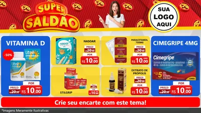 Modelo de TV para TV Horizontal com o tema Super Saldão para Farmácia
