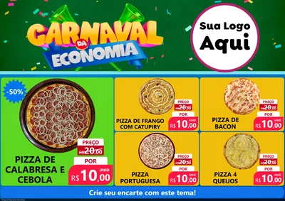 Modelo de Encarte para Encarte A4 Horizontal com o tema Carnaval da Economia para Pizzaria