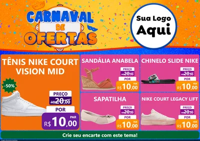 Modelo de Encarte para Encarte A4 Horizontal com o tema Carnaval de Ofertas para Calçados