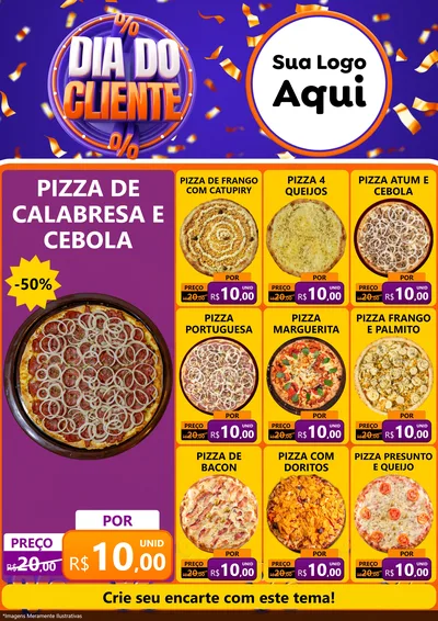 Modelo de Encarte para Encarte A4 Vertical com o tema Dia do Cliente para Pizzaria