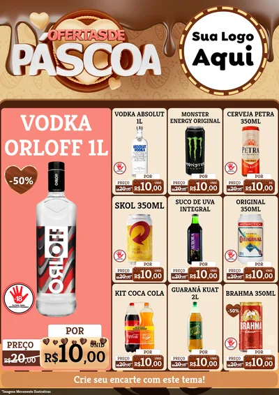 Modelo de Encarte para Encarte A4 Vertical com o tema Ofertas de Páscoa para Distribuidora de bebidas