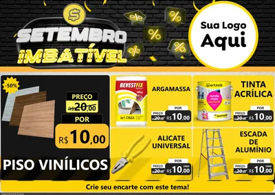 Modelo de Encarte para Encarte A4 Horizontal com o tema Setembro Imbatível para Material para Construção