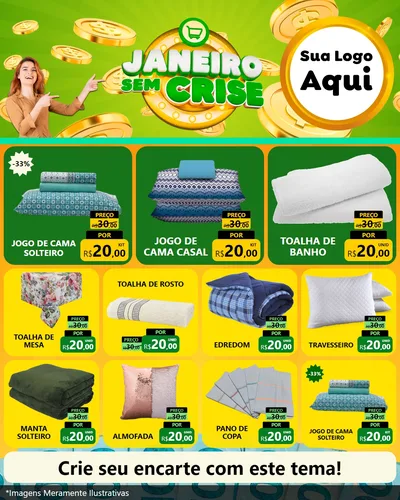 Modelo de Rede Social para Feed Instagram com o tema Janeiro Sem Crise para Cama, Mesa e Banho