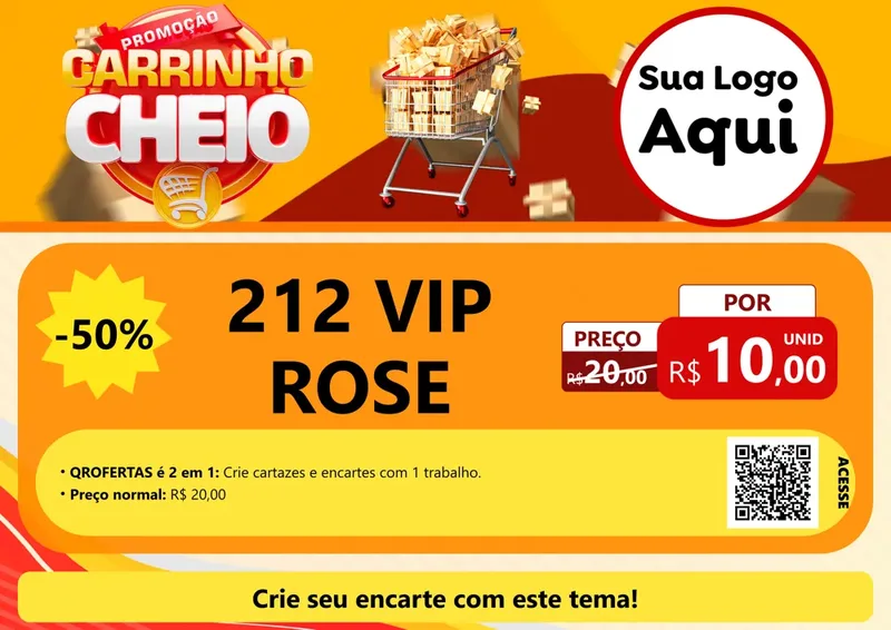 Modelo de Cartaz para Cartaz A4 Horizontal com o tema Promoção carrinho cheio para Perfumes