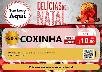 Modelo de Cartaz para Cartaz A4 Horizontal com o tema Delícias de Natal para Salgadaria