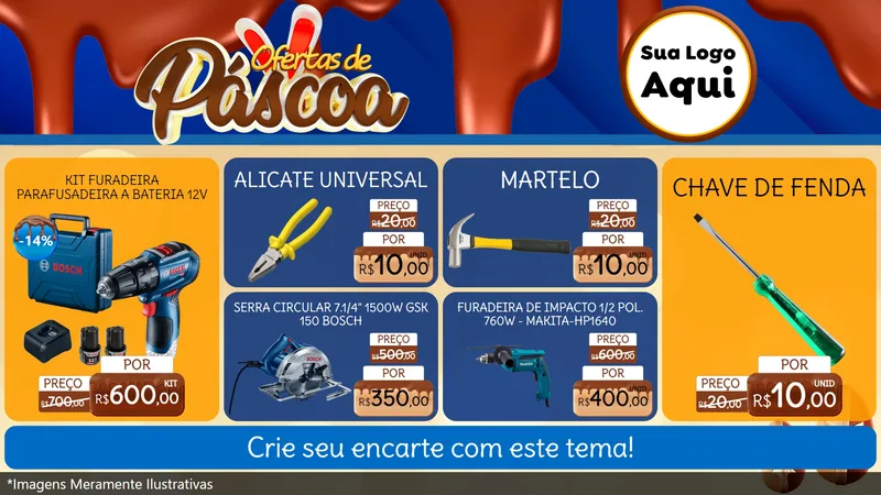 Modelo de TV para TV Horizontal com o tema Ofertas de Páscoa para Maquinas e Ferramentas
