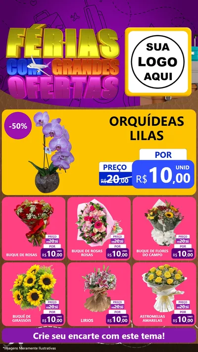 Modelo de Rede Social para Stories com o tema Férias com Grandes Ofertas para Floricultura e jardim