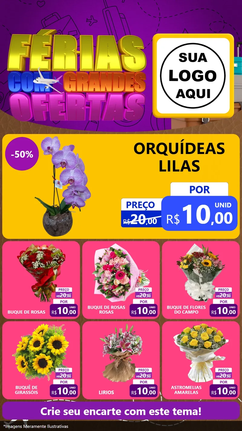 Modelo de Rede Social para Stories com o tema Férias com Grandes Ofertas para Floricultura e jardim