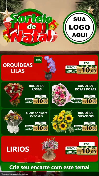 Modelo de TV para TV Vertical com o tema Sorteio de Natal para Floricultura e jardim