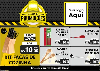 Modelo de Encarte para Encarte A4 Horizontal com o tema Alerta de Promoções para Utilidades Domésticas