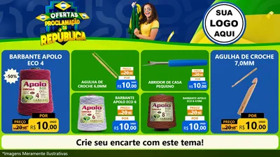 Modelo de TV para TV Horizontal com o tema Ofertas Proclamação da República para Armarinho e Aviamentos