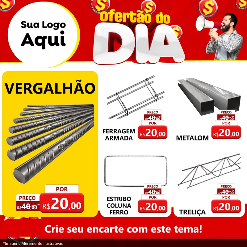 Modelo de Rede Social para Feed Facebook com o tema Ofertão do dia para Ferragens